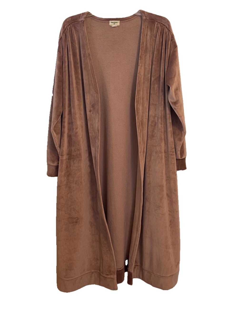 World Market Robe Duster Open Front Cardigan Velour Pink Pockets One Size Comfy